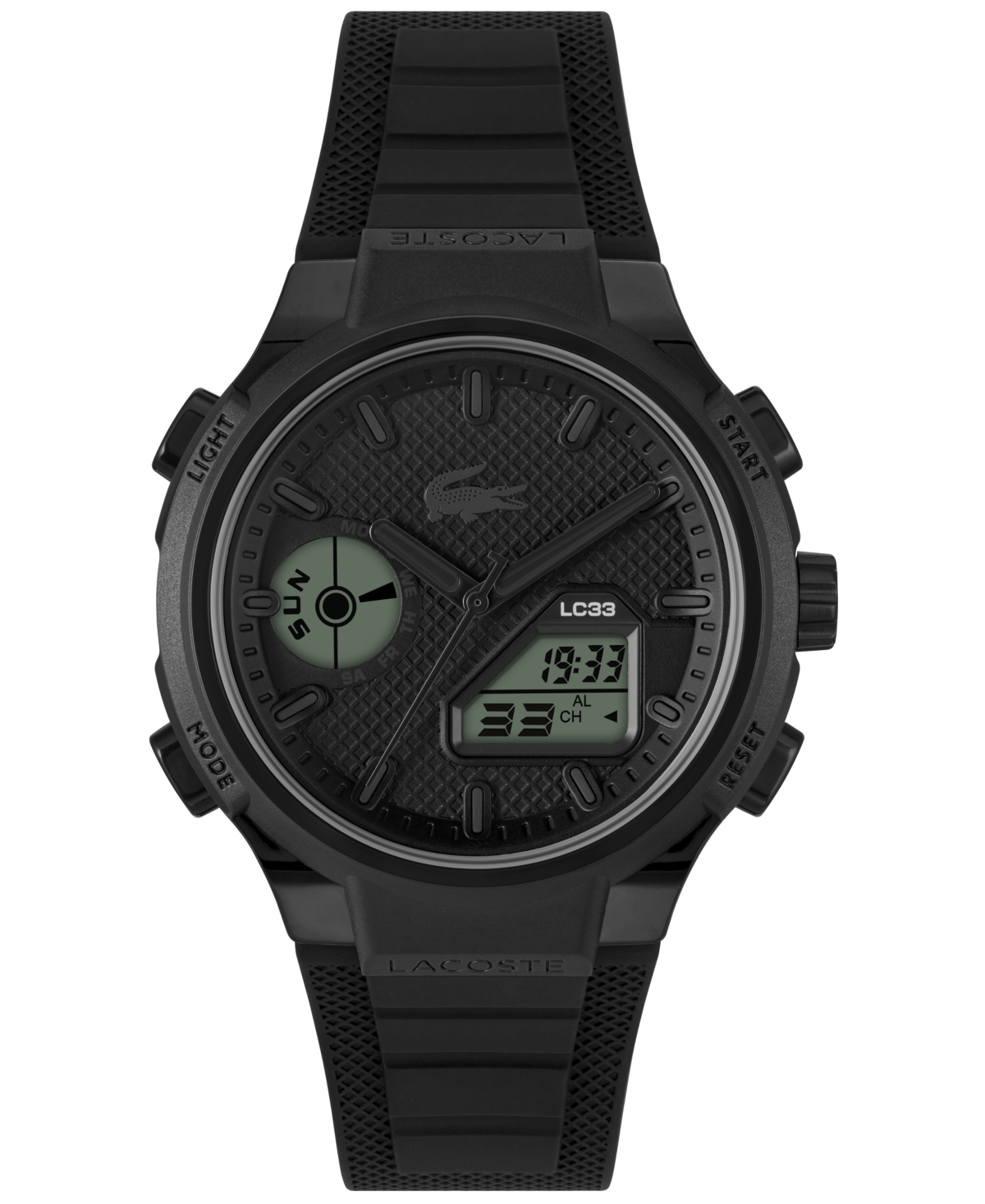 Men's LC33 Black Silicone Strap Watch, 44.8mm - Black