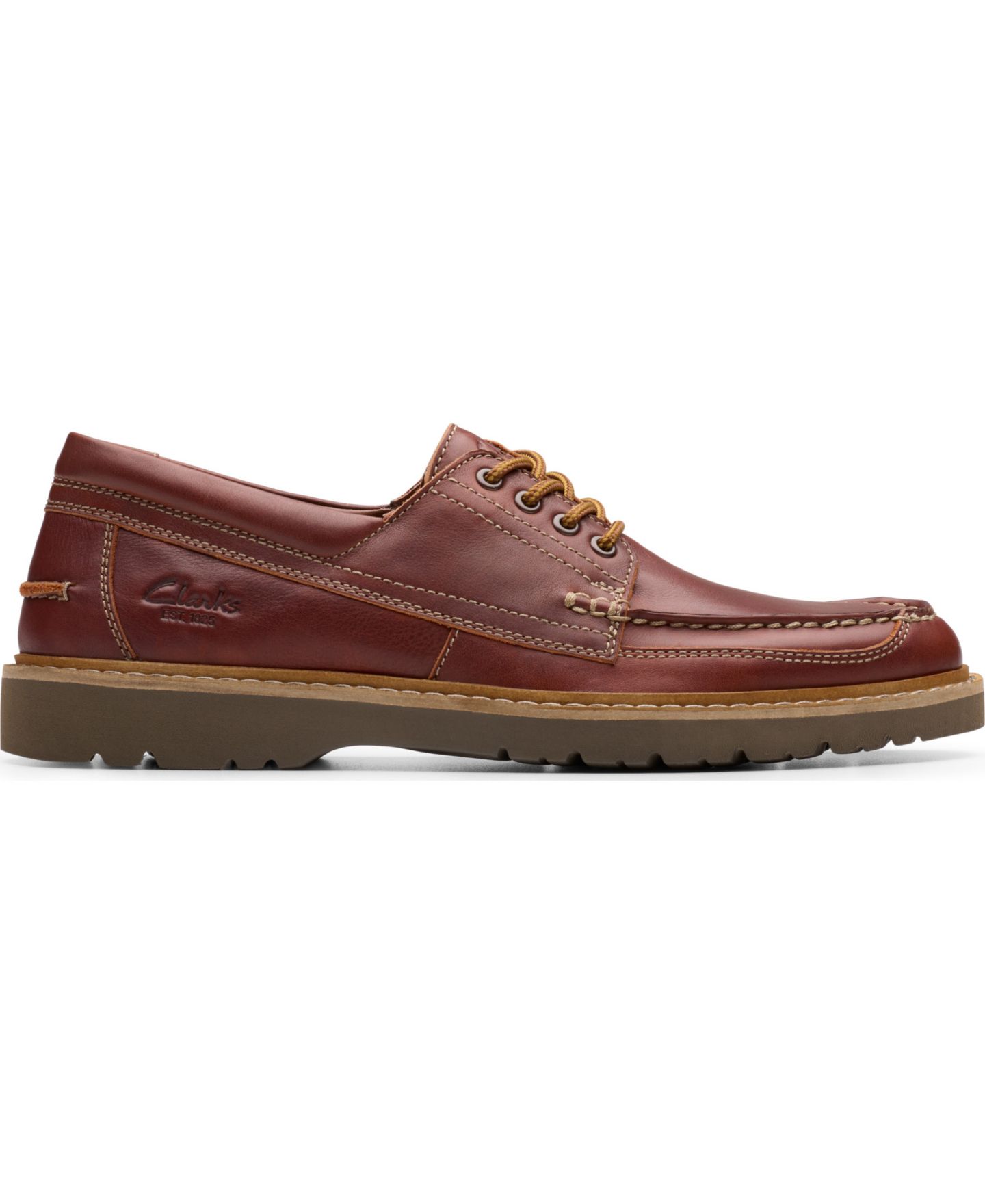 Мужские туфли Clarks Weltridge Moc Toe Casual Lace Up, цвет: Рыжевато-коричневый кожаный — фото 2