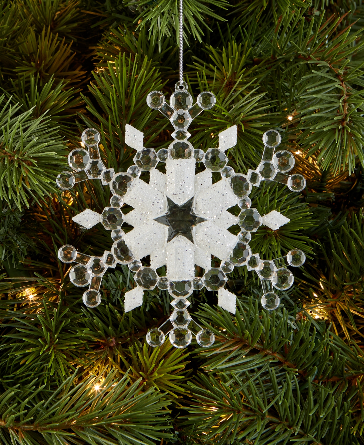 Holiday Lane Iced Delight Gem Snowflake Ornament, Macy's Exclusive In Transparent