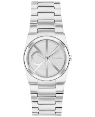 NWT CALVIN KLEIN Swiss Quartz White Dial Stainless Steel Silver Women\'s Watch Amazon.com: Calvin Klein Iconic Women main image 2