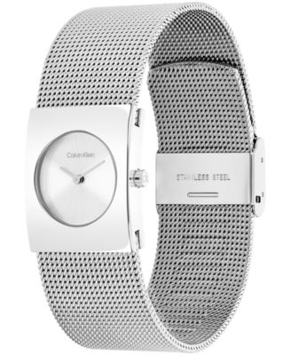 Women's CK Pulse Silver Tone Stainless Steel Mesh Bracelet Watch 21.5mm