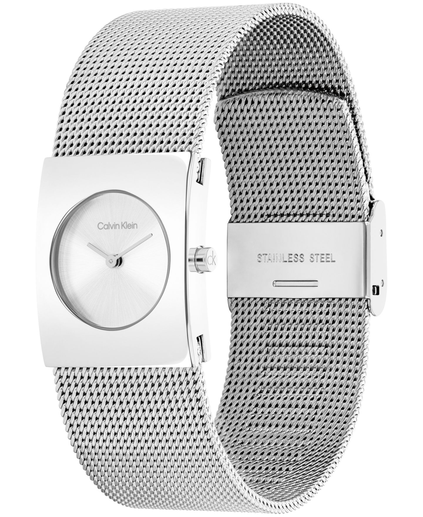 Женские часы Calvin Klein CK Pulse Silver Tone Stainless Steel Mesh Bracelet Watch 21.5mm — фото 2