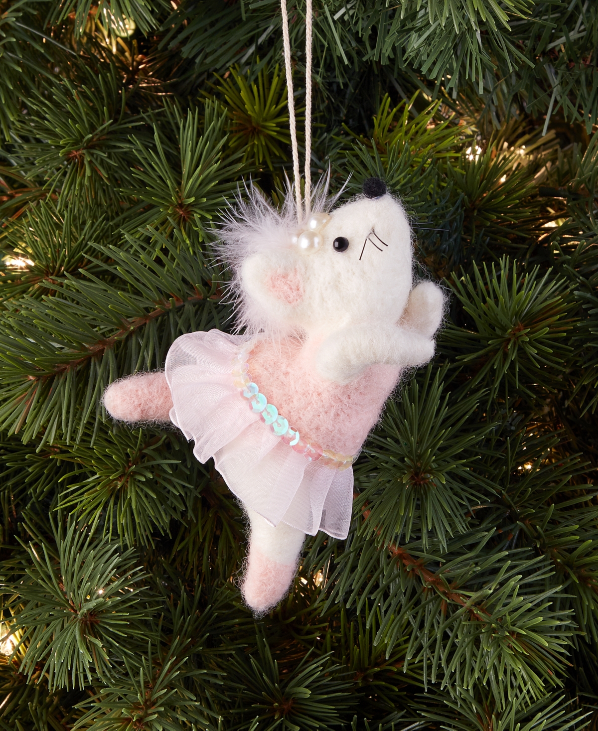 Holiday Lane Ballet Wool Dancing Mouse Ornament, Macy's Exclusive