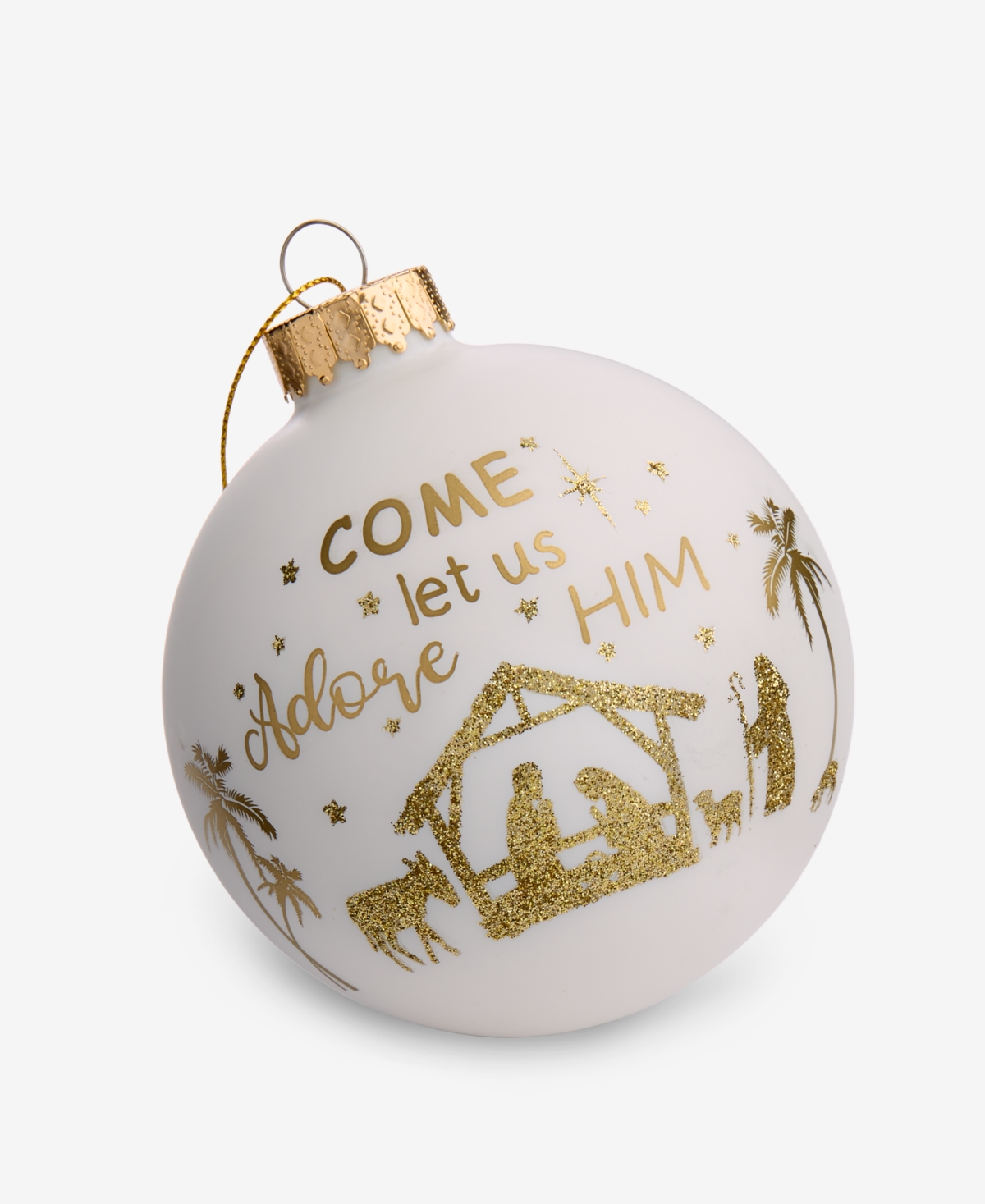 Holiday Lane Blessed White And Gold Nativity Ball Ornament, Macy's Exclusive In Multi