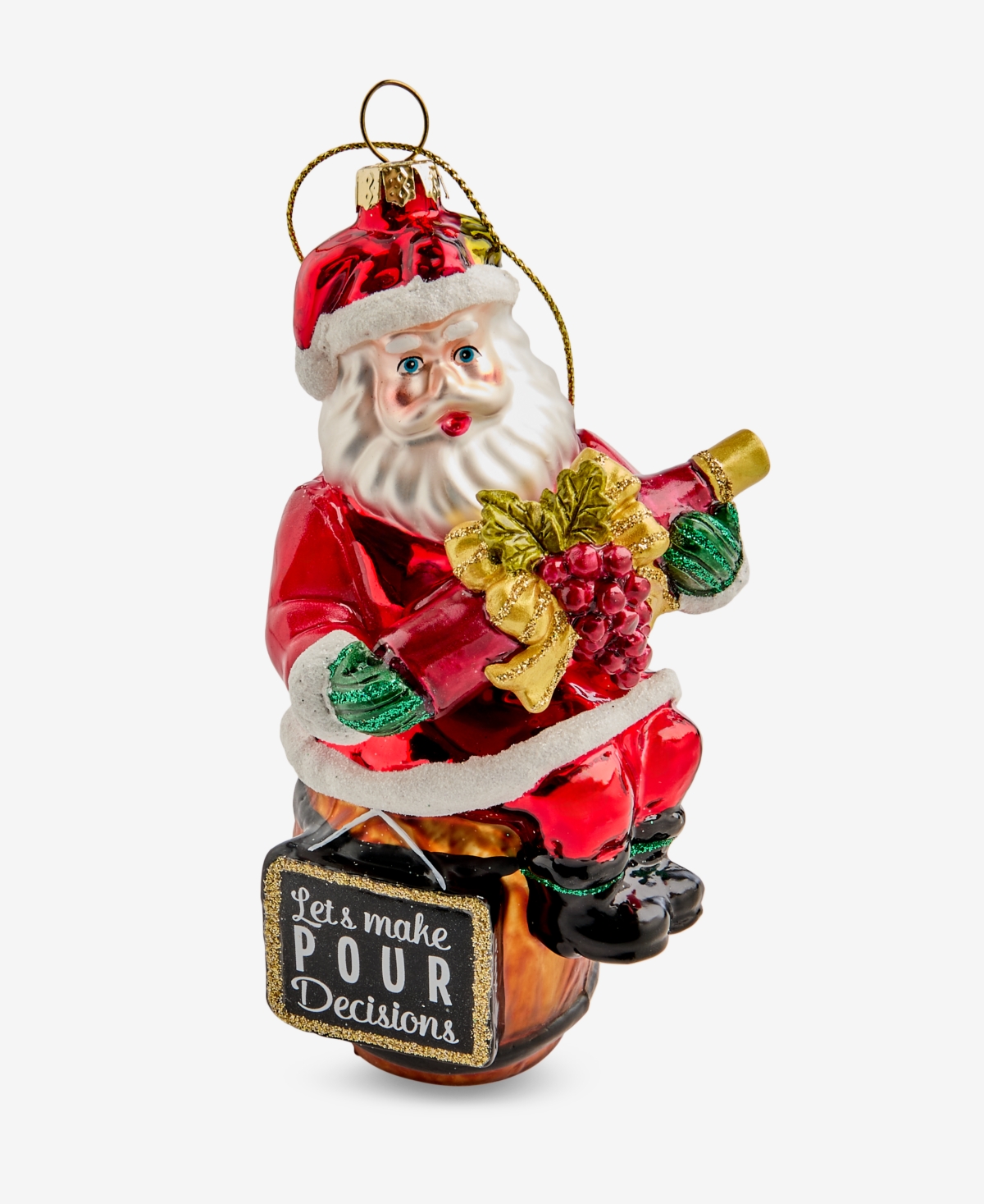 Holiday Lane Spirits Santa With Wine Ornament, Macy's Exclusive In Transparent