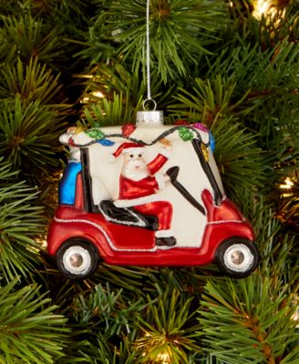 Sports Glass Santa's Golf Cart Ornament, Macy's Exclusive