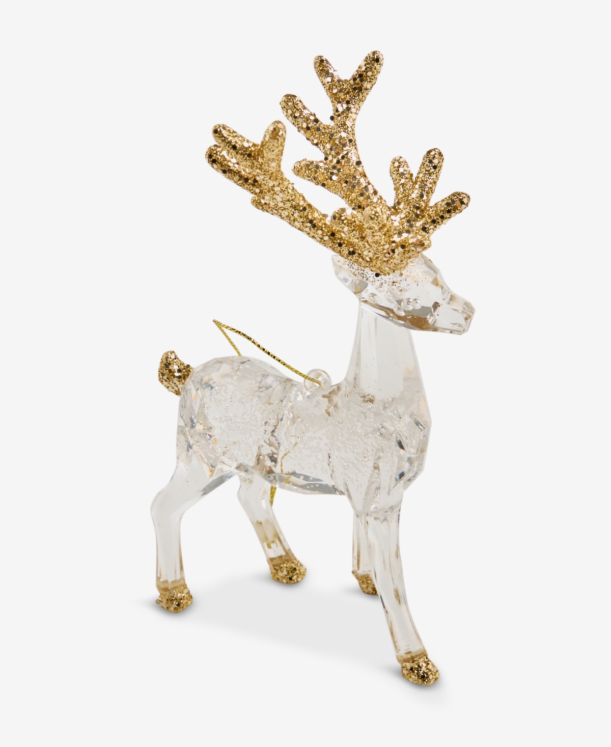 Holiday Lane Iced Delight Clear And Gold Deer Ornament, Macy's Exclusive In Transparent