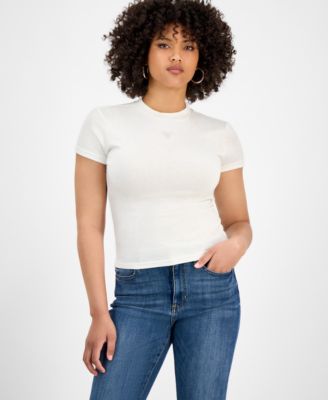 GUESS - Women's Licia Short-Sleeve Mock-Neck Top
