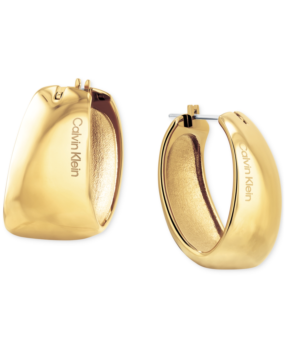 Small Modern Purity Hoop Earrings, 0.97" - Gold