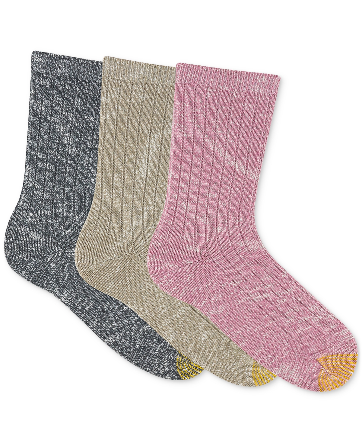 Gold Toe Women's 3-pk. Supersoft Slub Crew Socks Gtdl0163r03 In Multi