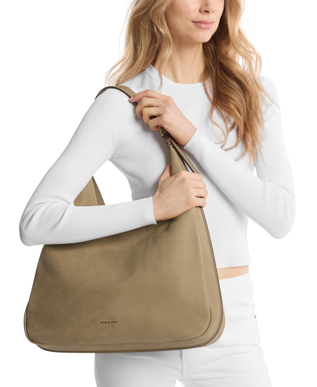 Michael Kors Michael  Nolita Large Hobo Leather Shoulder Bag In Brown