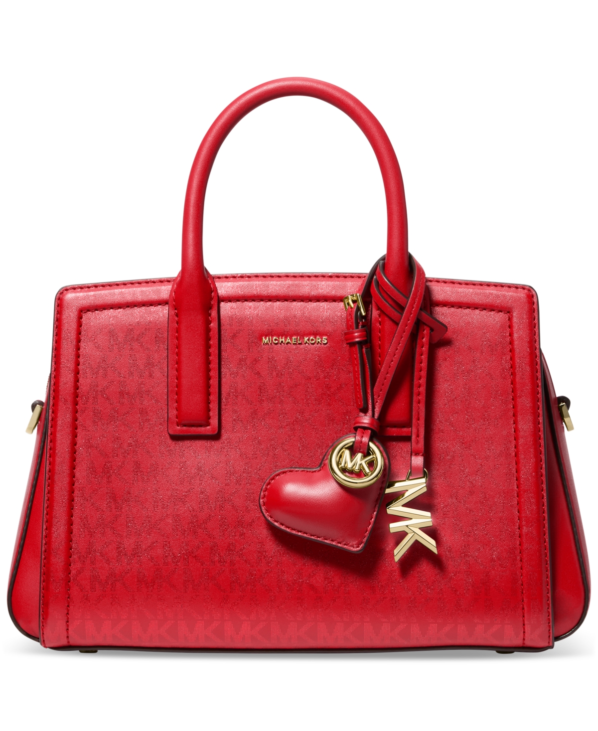 Michael Kors Puffy Heart Leather Bag Charm In Red