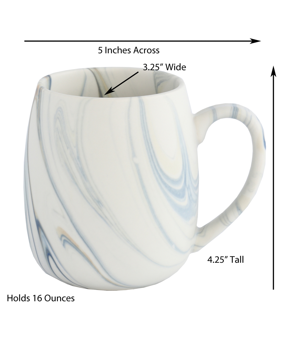 Lorren Home Trends Marble Pattern Mugs, Set Of 4 In Sand
