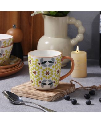 Geo Floral Mugs, Set of 4