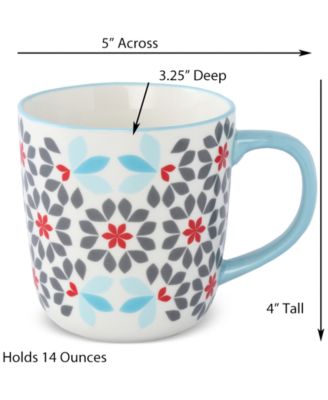 Geo Floral Mugs, Set of 4