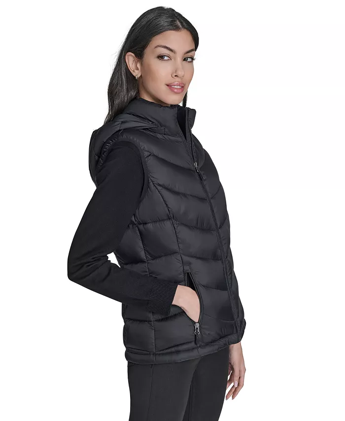 Women's Packable Hooded Puffer Vest - thumbnail 4