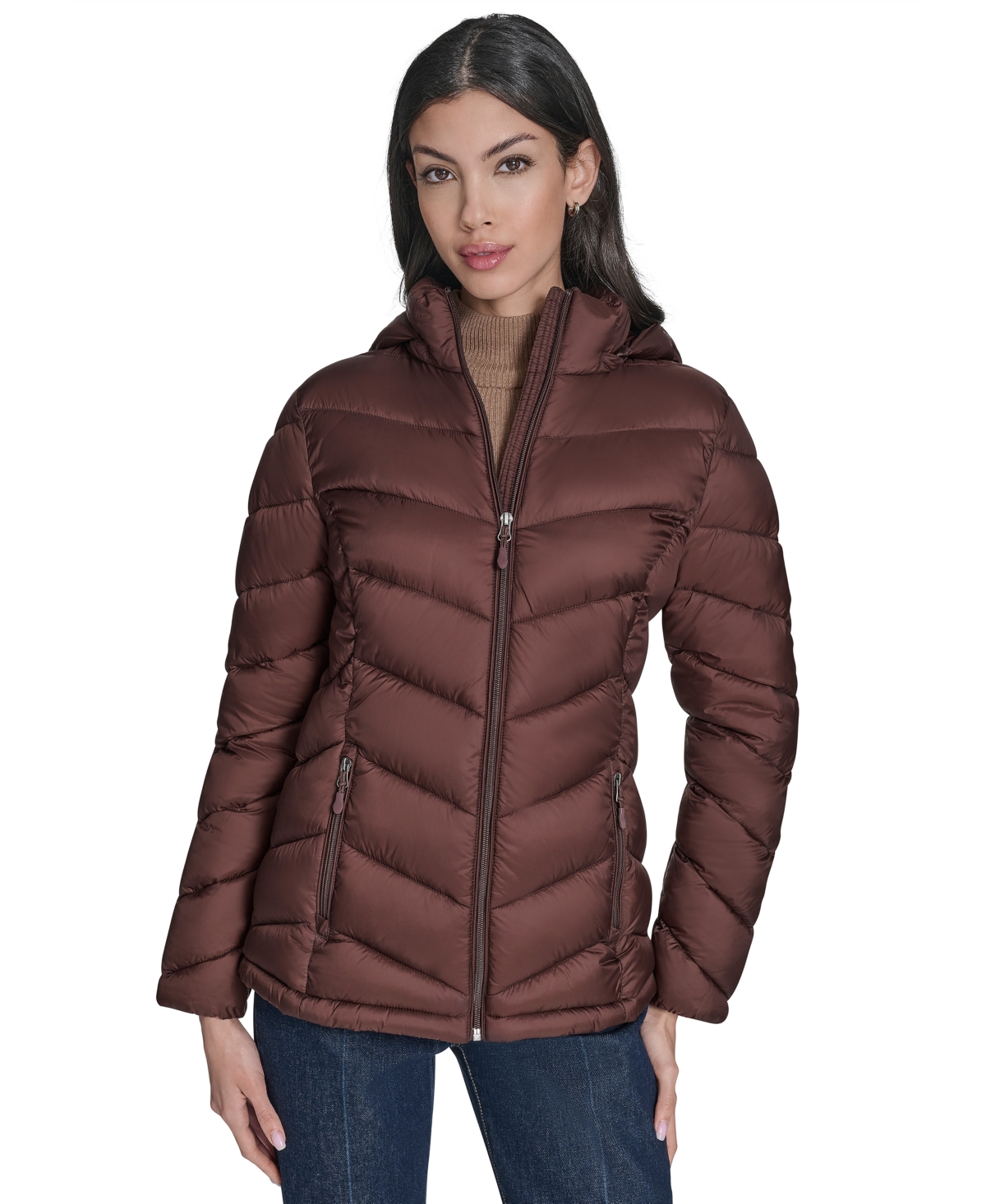 Charter Club Women's Packable Hooded Puffer Coat, Created For Macy's In Brown