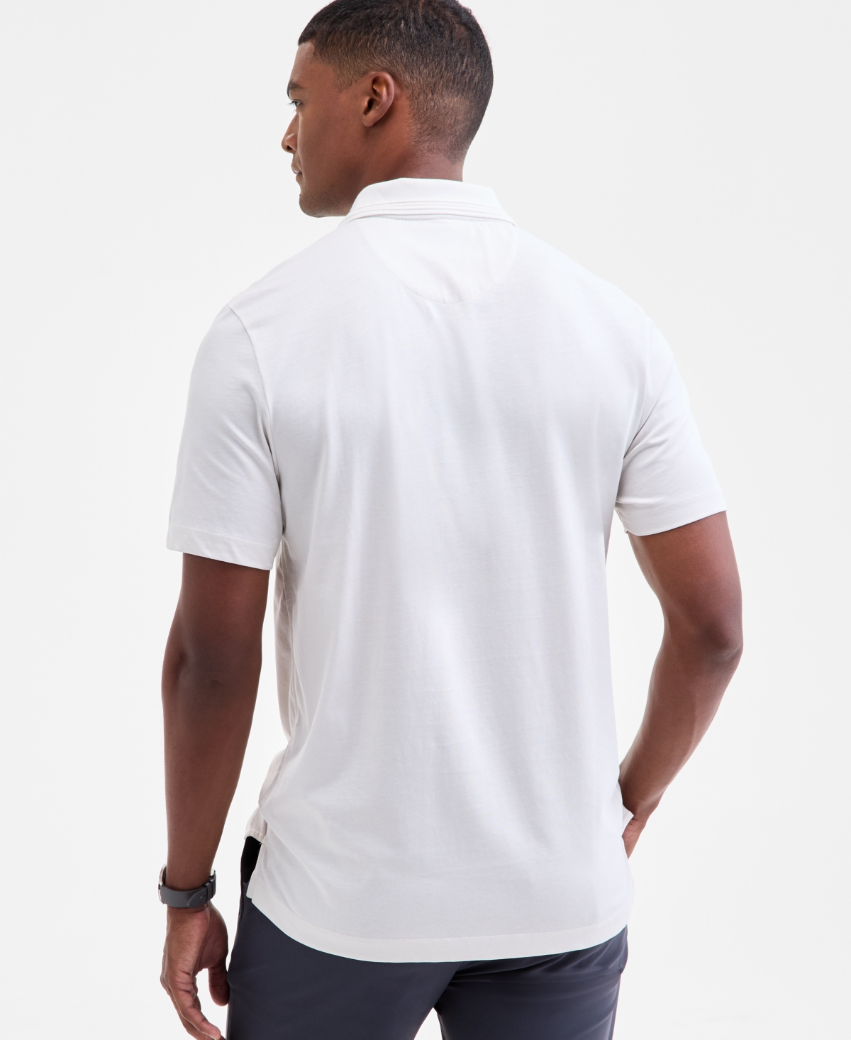 Alfani Men's Stretch Textured Stripe Jacquard Polo Shirt, Created For Macy's In White