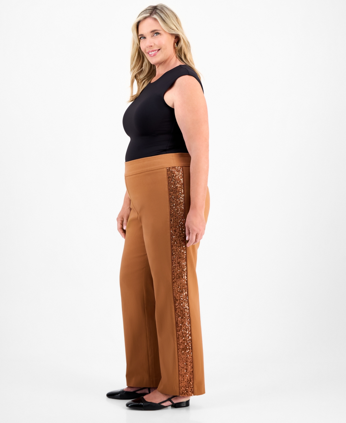 Jm Collection Plus Side-Sequin Cambridge Pants, Macy's Exclusive