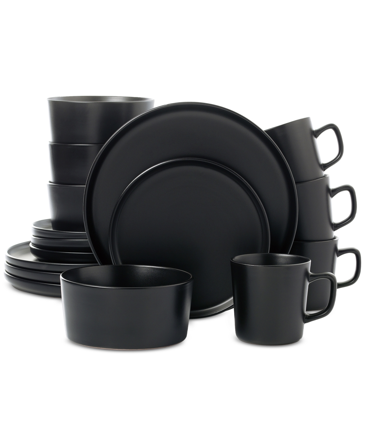 Black 16-Pc. Dinnerware Set, Service for 4 - Black