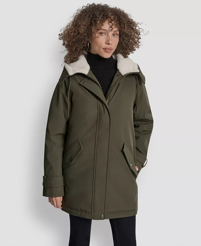 Women's Faux-Fur-Lined Hooded Softshell Coat - thumbnail 7