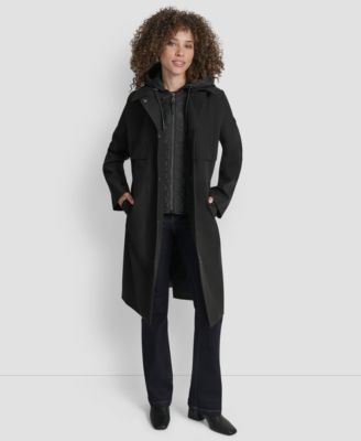 Women's Hooded Bibbed Belted Trench Coat