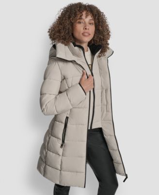 Women's Bibbed Hooded Zip-Front Puffer Coat
