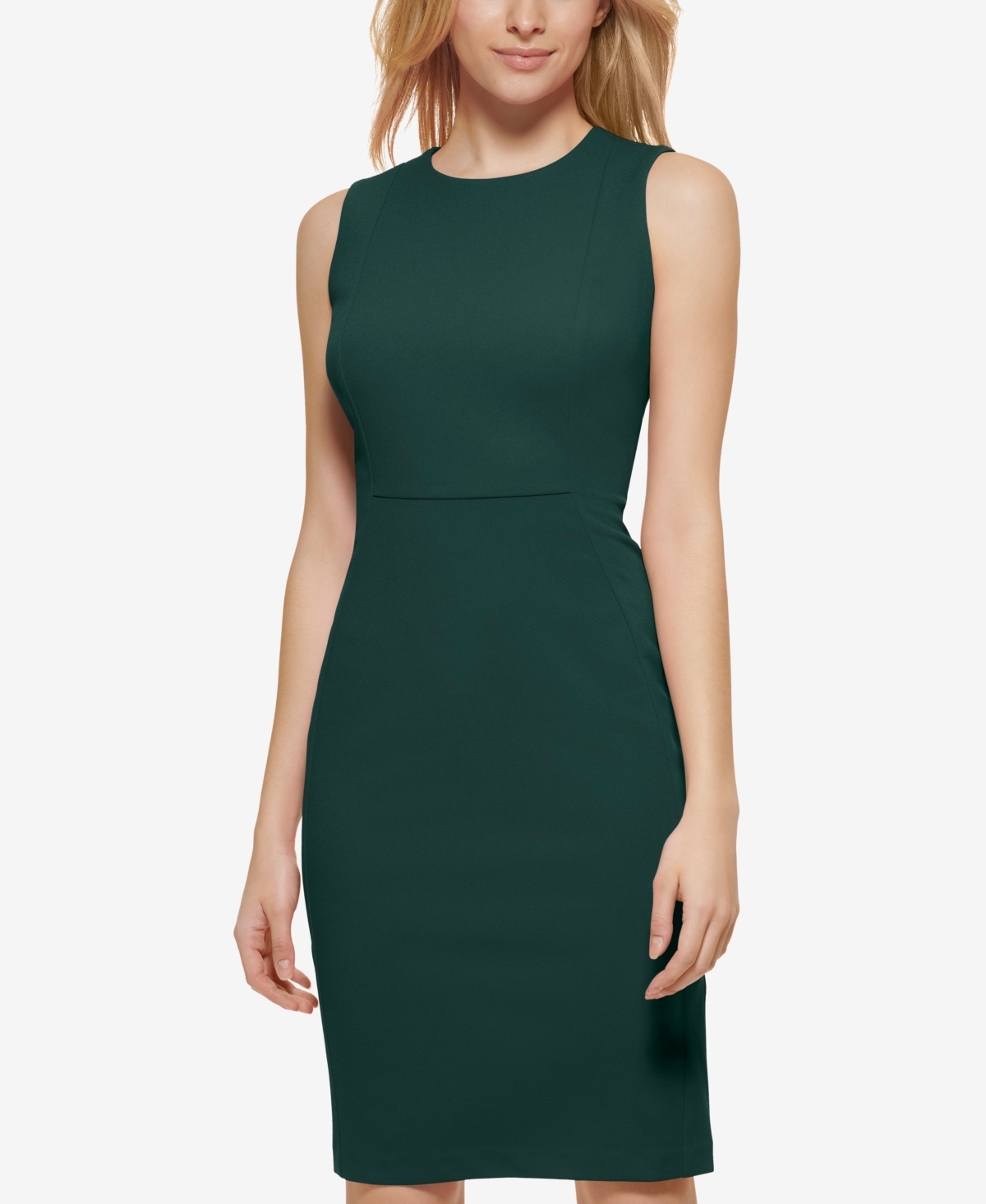 Calvin Klein Sleeveless Sheath Dress In Green