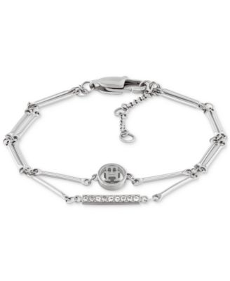Tommy Hilfiger - Logo & Pav&eacute; Bar Double-Row Flex Bracelet