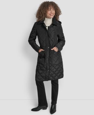 Women's Corduroy-Collar Quilted Anorak Coat