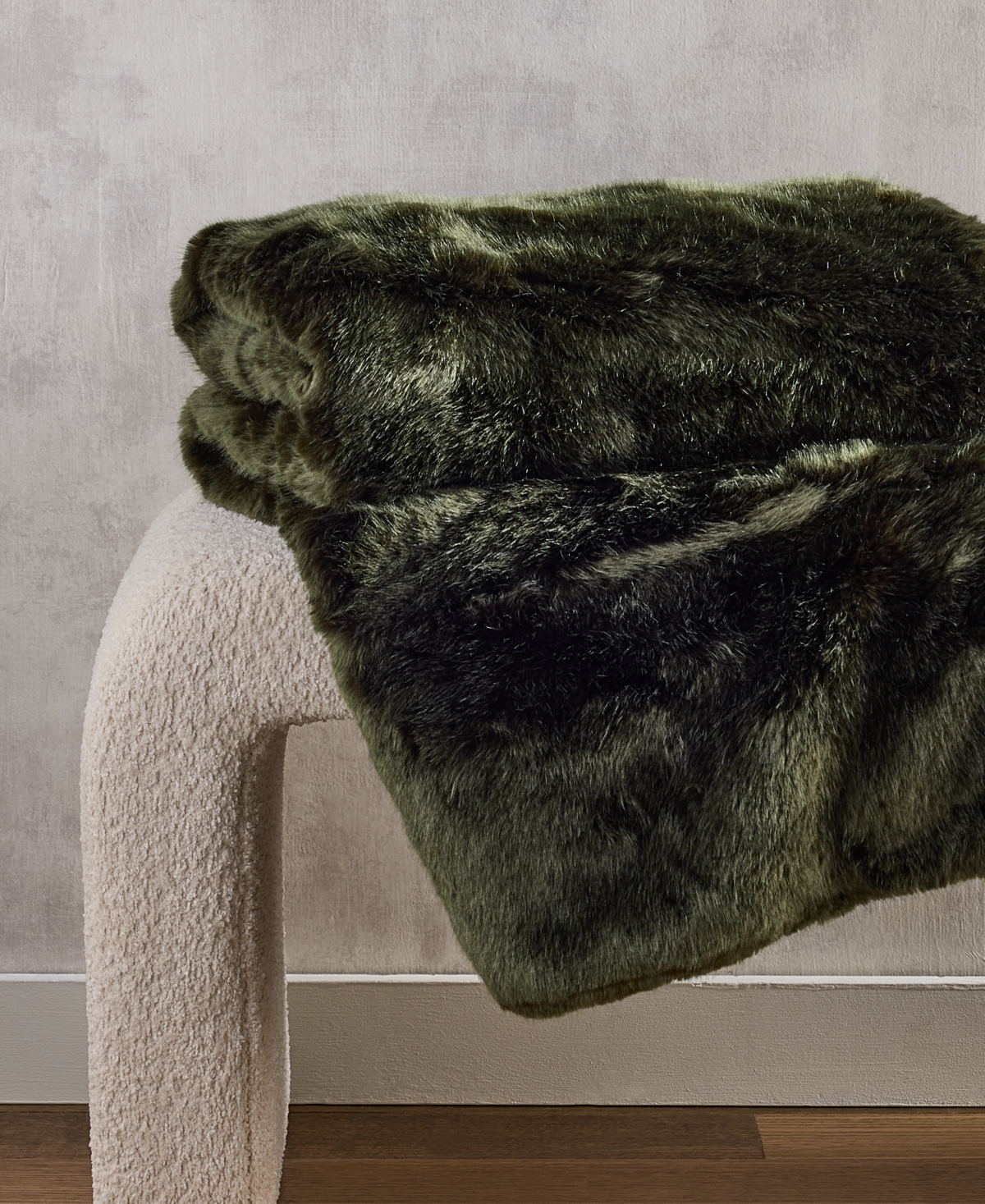 Hotel Collection Lynx Faux Fur Throw, 50" X 60", Exclusively At Macy's In Green