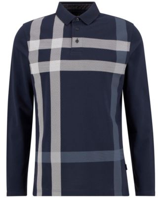 Men's Blaine Tailored-Fit Tartan Long-Sleeve Polo Shirt