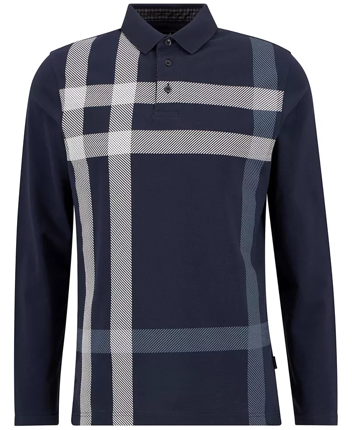 Men's Blaine Tailored-Fit Tartan Long-Sleeve Polo Shirt - thumbnail 6