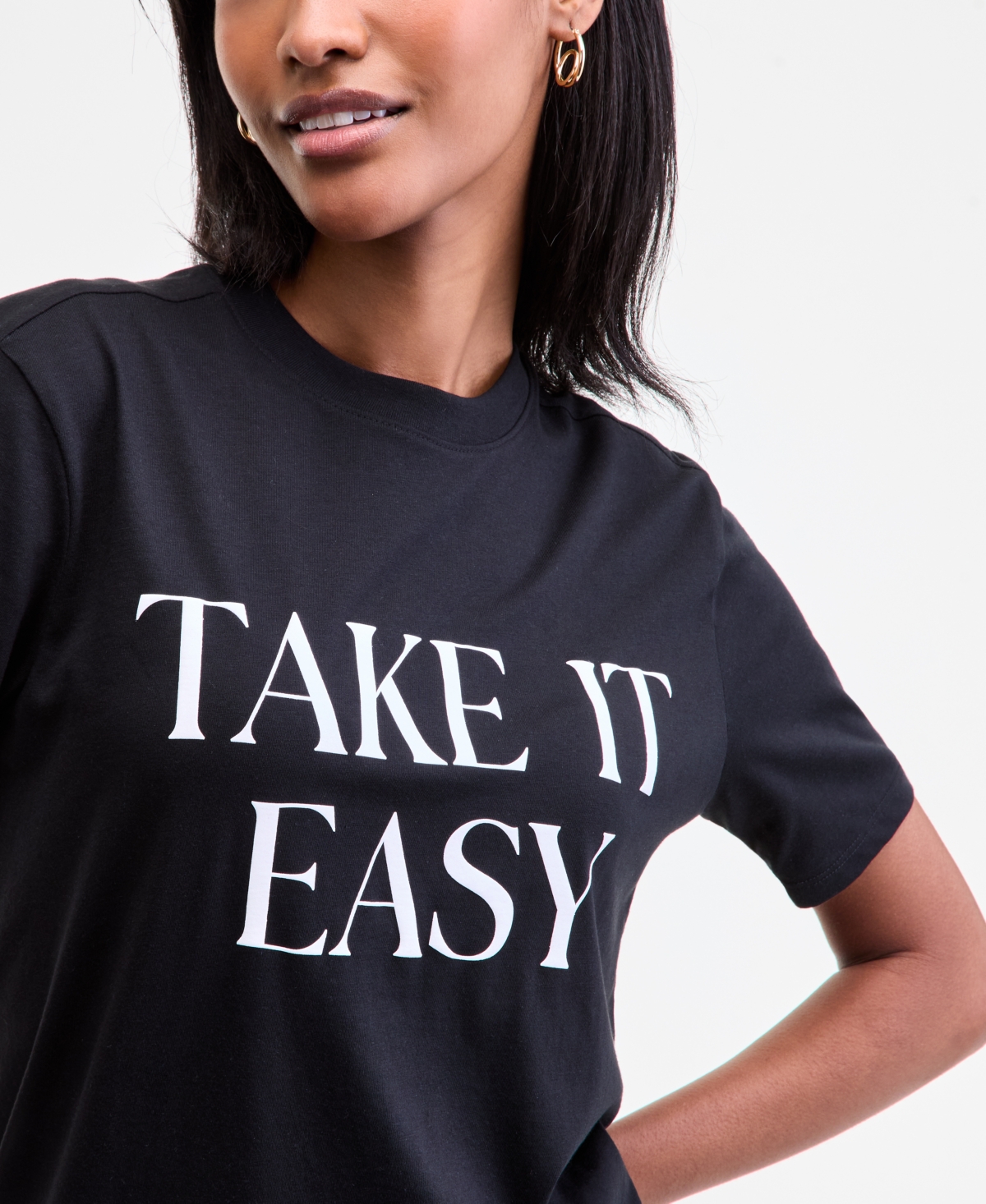 On 34th Women's Take It Easy Graphic T-shirt, Macy's Exclusive In Black