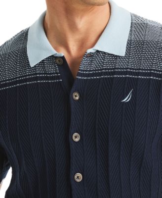 Men's Short Sleeve Button-Front Sweater