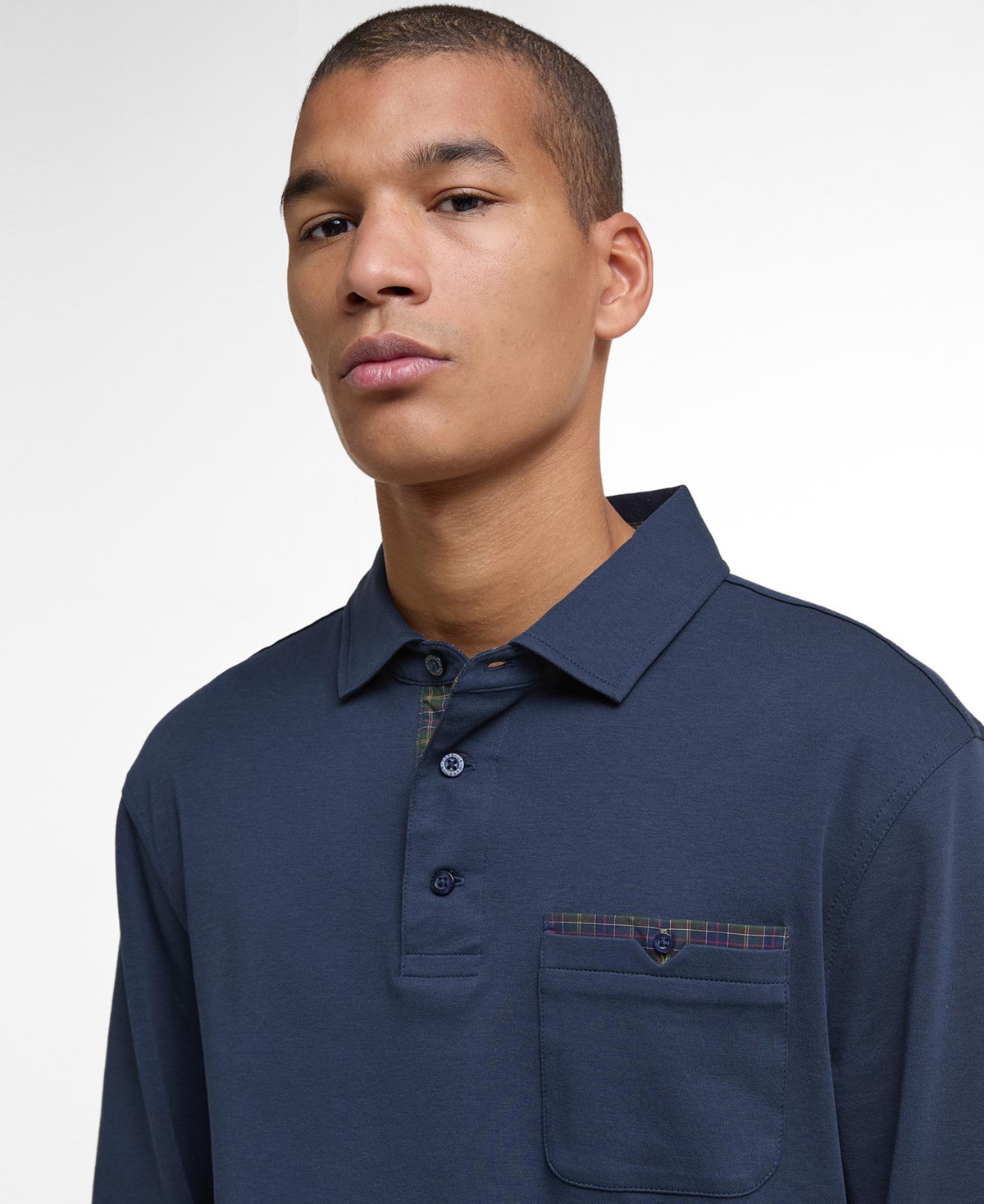 Barbour Long Sleeve Cornpatch Polo Shirt In Blue