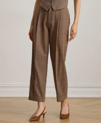 Women's Glen Plaid Pleated Cropped Pants