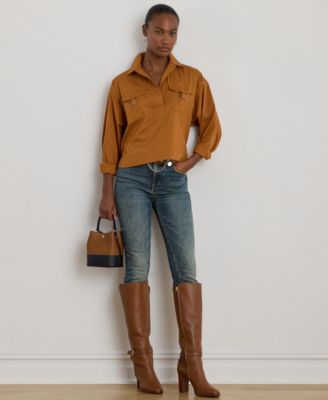 Women's Buckle-Trim Cotton-Blend Shirt