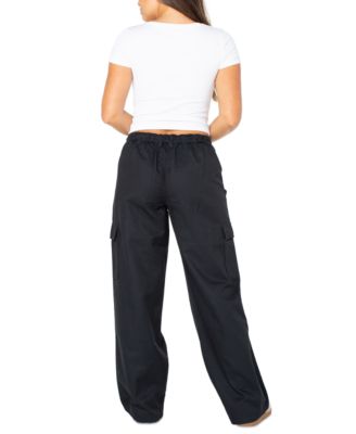 Juniors' Cargo Strap Wide-Leg Pants