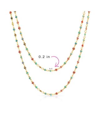 Delicate Multi-Color Strand Necklace Evil Eye 14K Gold Plated Sterling Silver