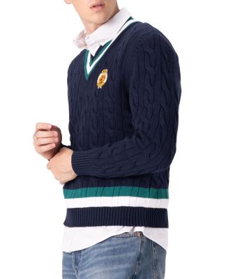 Men's Cotton Cable Knit Cricket Sweater
