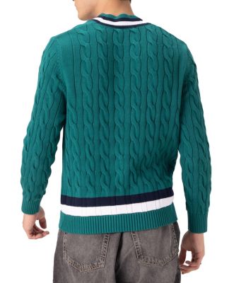 Men's Cotton Cable Knit Cricket Sweater