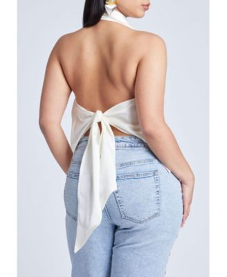 Women's Plus Size Satin Halter Top