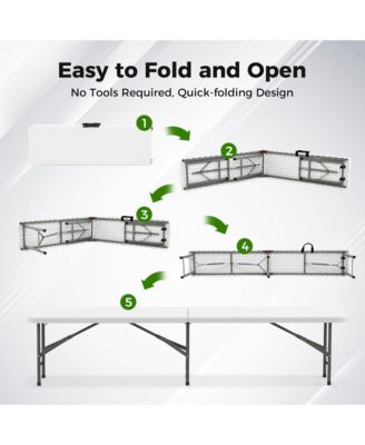2PCS 6 ft Plastic Folding Bench w/ 1320 LBS Capacity Handle & Lock For Outdoor