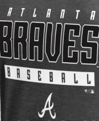 Women's Ash Atlanta Braves Charcoal Stack V-Neck T-Shirt