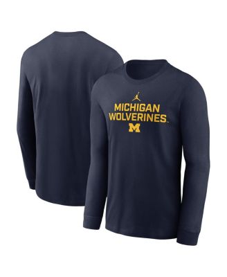 Jordan - Men's Navy Michigan Wolverines 2025 Sideline Performance Long Sleeve T-Shirt