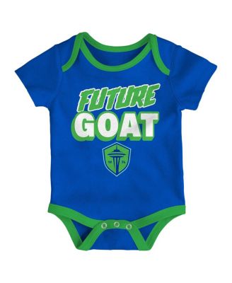Newborn 3-Pack Green/Heather Gray/Blue Seattle Sounders FC Loyal Buddies Bodysuit Set