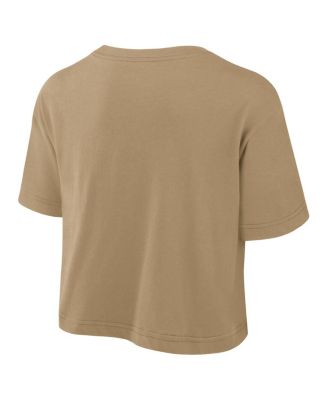 Women's&nbsp;Tan LSU Tigers Power Pursuit Athletic Prep Arch Performance Cropped T-Shirt