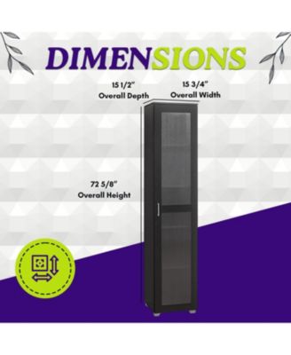 Tall Curio Cabinet – Bookshelf with 5 Shelves & Glass Door for Living Room, Kitchen, Bedroom or Office