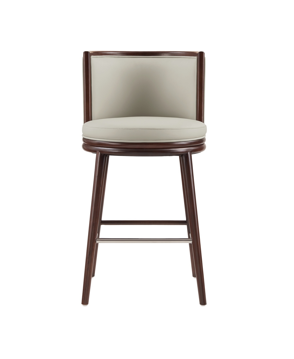 Manhattan Comfort 40" Evalyn Faux Leather Upholstered Barstool In Gray